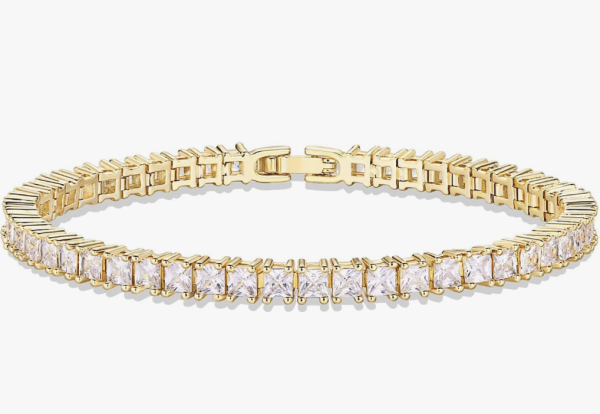 14K Gold Plated Cubic Zirconia Classic Tennis Bracelet | Gold Bracelets for Women | 4mm CZ, Size 6.5-7.5 Inch